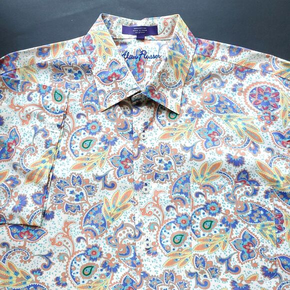 Alan Flusser Other - Alan Flusser Paisley Floral Shirt Mens XL Short Sleeve Colorful Cotton Hipster